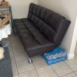 Futon Fold Out Bed Cushion Faux Leather