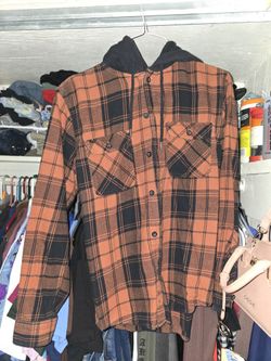 Orange Plaid Button Up