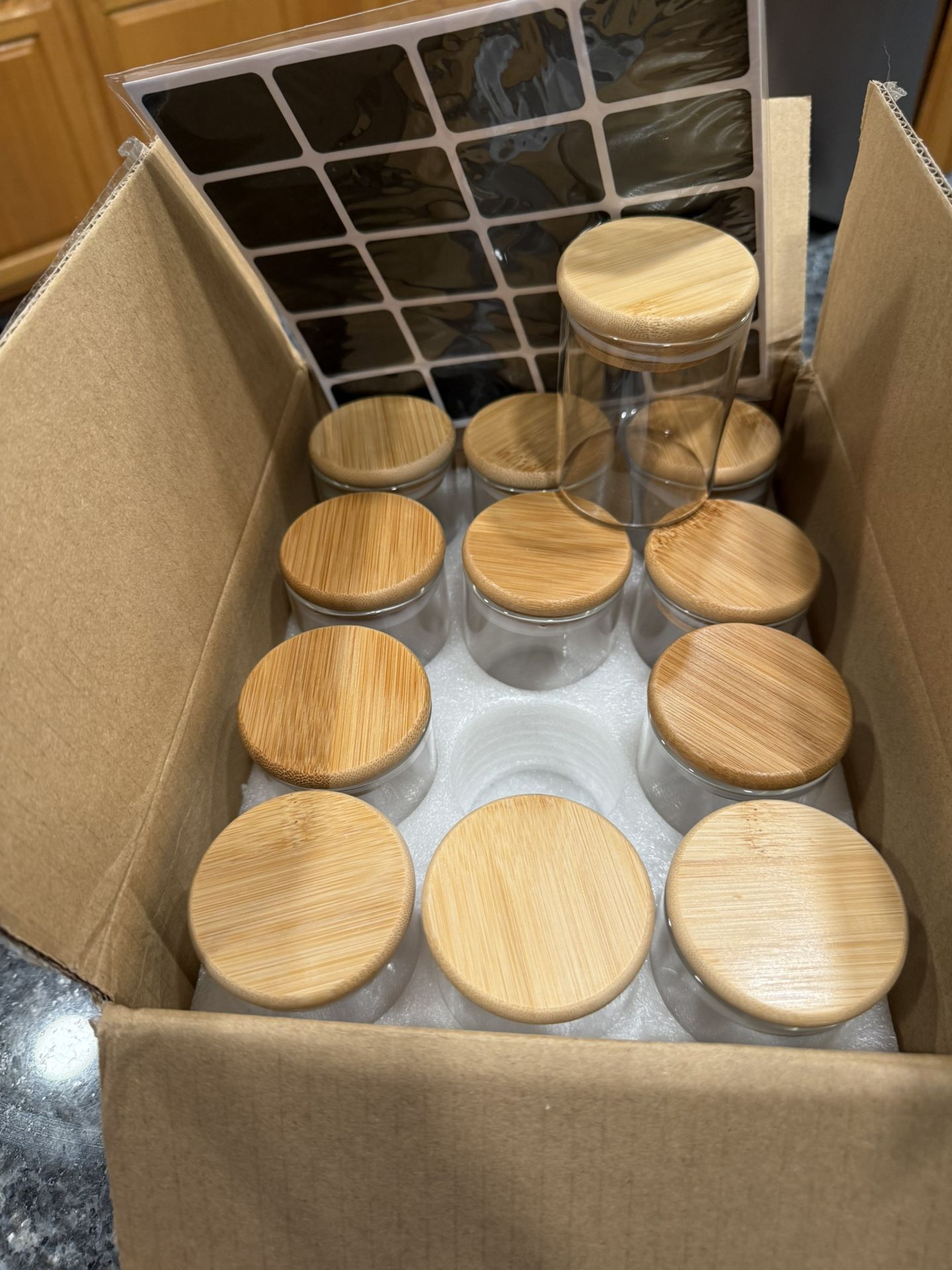 New 12 Small Jars With Label Stickers 