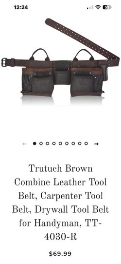 Trutuch Brown Combine Leather Tool Belt, Carpenter Tool Belt, Drywall Tool Belt for Handyman, TT-4030-R $45.00