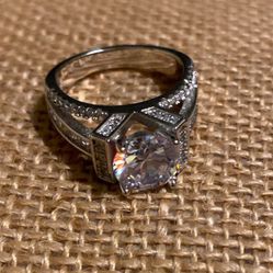 Large CZ Wedding Ring Size 6 