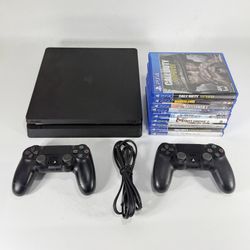 Sony PlayStation 4 PS4 Slim Game Console with 9 Games & 2 Controller CUH-2015A