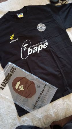 BAPE World Gone Mad Logo Tee – Black (Size L)