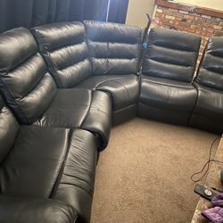 Black Leather Like Sectional 