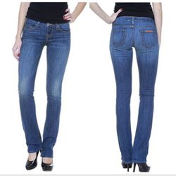 TRUE RELIGION Dark Navy Blue Wash Shannon Low Rise Straight Leg Jeans