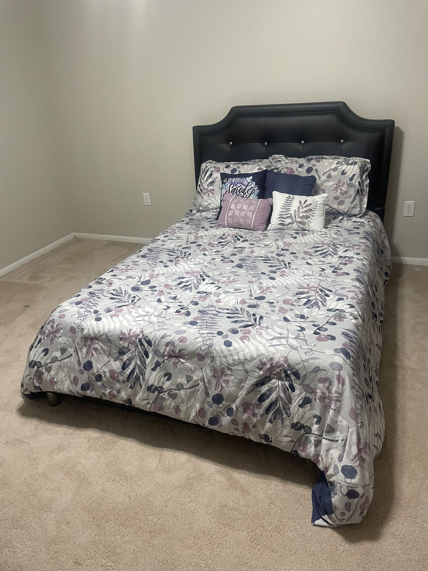 Full Bed Frame, Mattress, & 8-piece Bed Set