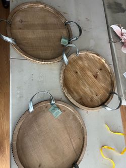 A lot of three beautiful serving trays welded locally made with the Garden Gallery