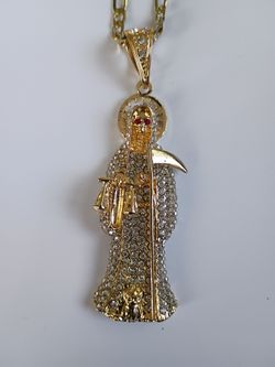 Santa Muerte Gold-Tone Pendant Necklace