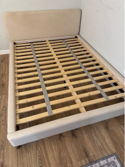 Queen Upholstered Bed Frame – Great Condition