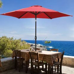 Outdoor 9 Feet Aluminum Market Umbrella with Crank and Push Button Tilt - No Base