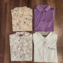 4 Men's shirts - Various size XXL, XL, L, M, short sleeves, good condition