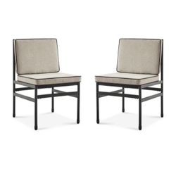 0965-Odelia Bistro Outdoor Dining Chairs (Beige Olefin)  No screw accessories