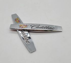BRAND NEW UNIVERSAL 2PCS CADILLAC 3D METAL EMBLEM BADGE STICKER