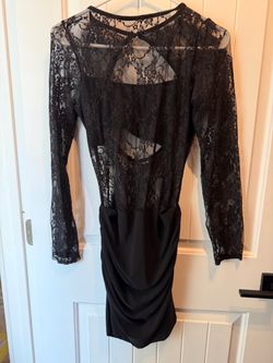 Fashion Nova Black Lace Long Sleeve Mini Dress