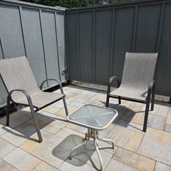 Patio Furniture - 2 Chairs And A Small Table