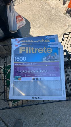 3M Filtrete 1500 18x18 x 1 In. Ultra Allergen Pleated Furnace Air Filter, Purple, MPR 1500, 3 Months - Quantity 4