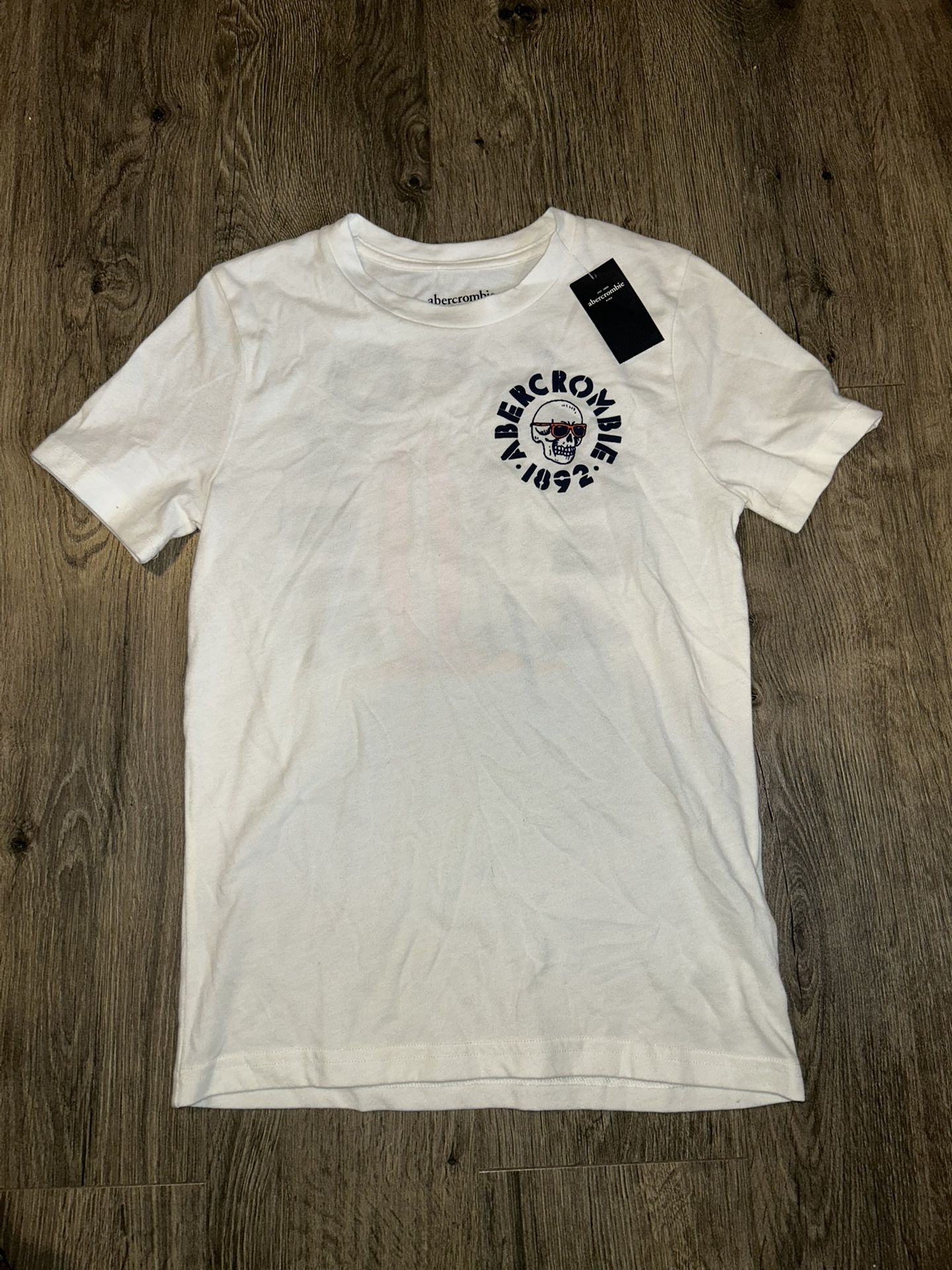 Abercrombie Kids Surfing Skeleton Youth 9/10 White Short Sleeve T-Shirt New