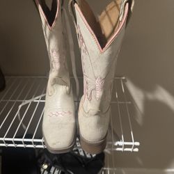 White with Pink butterfly design Cowgirl Boots