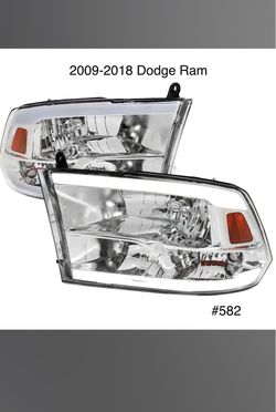 2009 - 2018 Dodge Ram 1500 / 2500 / 3500 LED Tube Quad Reflector Headlights - Chrome