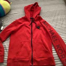 Red Michael Kors Zip Up Hoodie