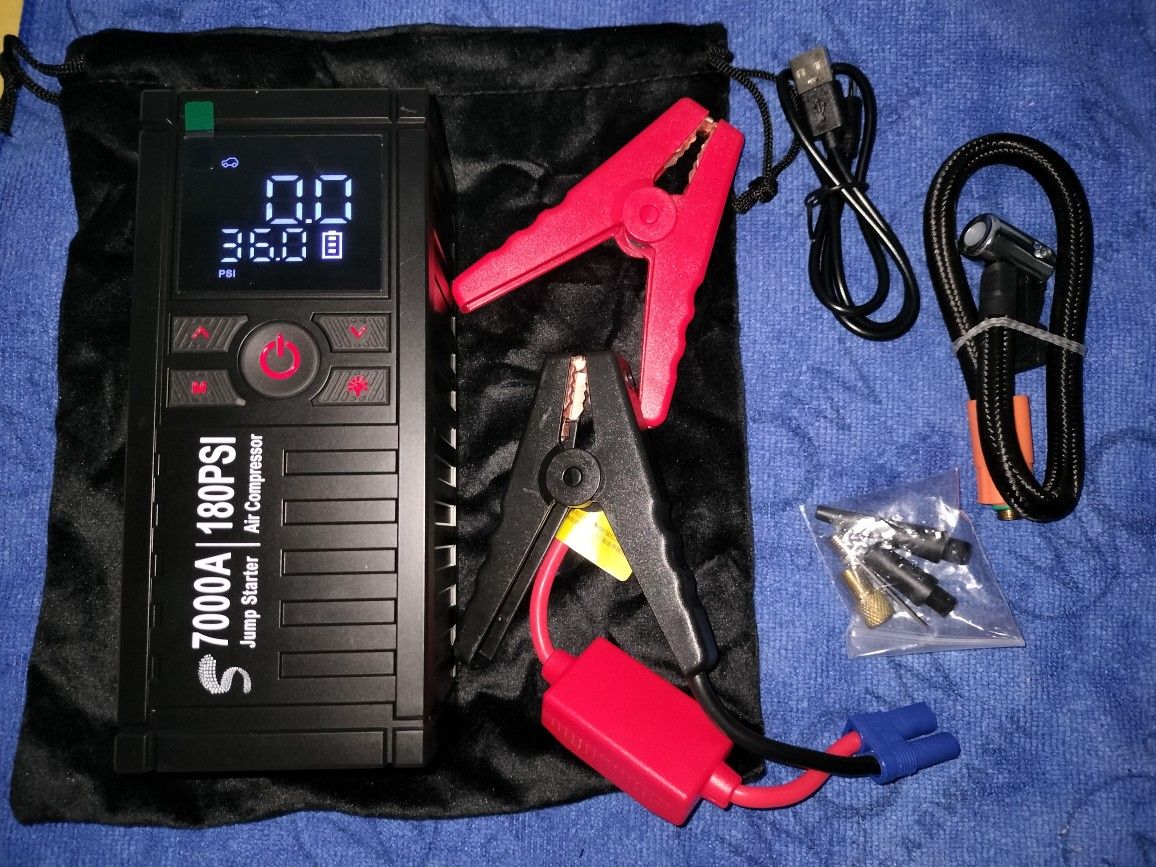 7000 Amp Portable Jump Starter And Air Compressor