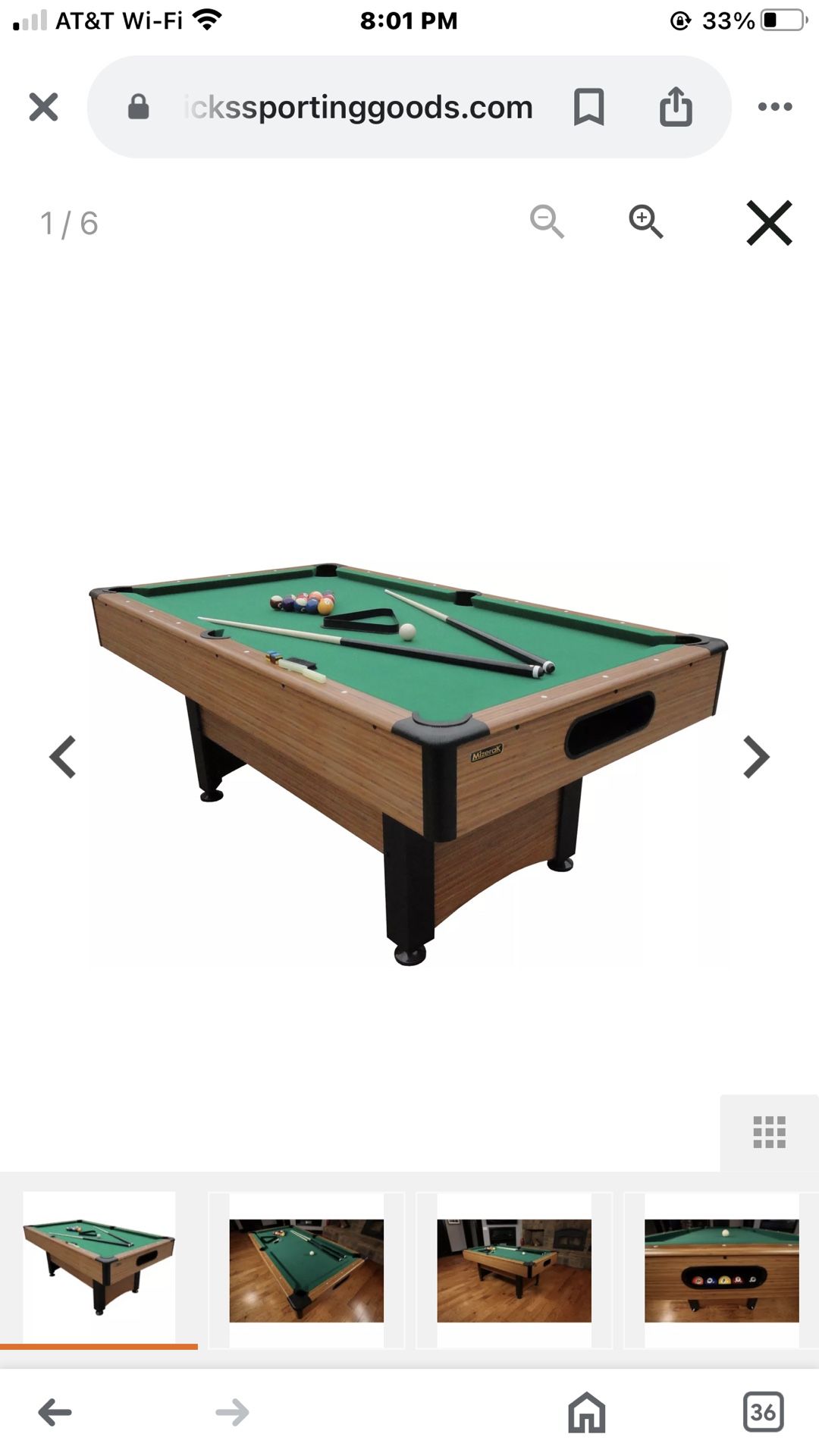 MIZERAK DYNASTY SPACE SAVER 6.5 POOL TABLE