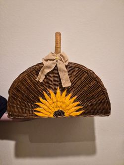 Wicker Picnic Basket with Sunflower Decoration