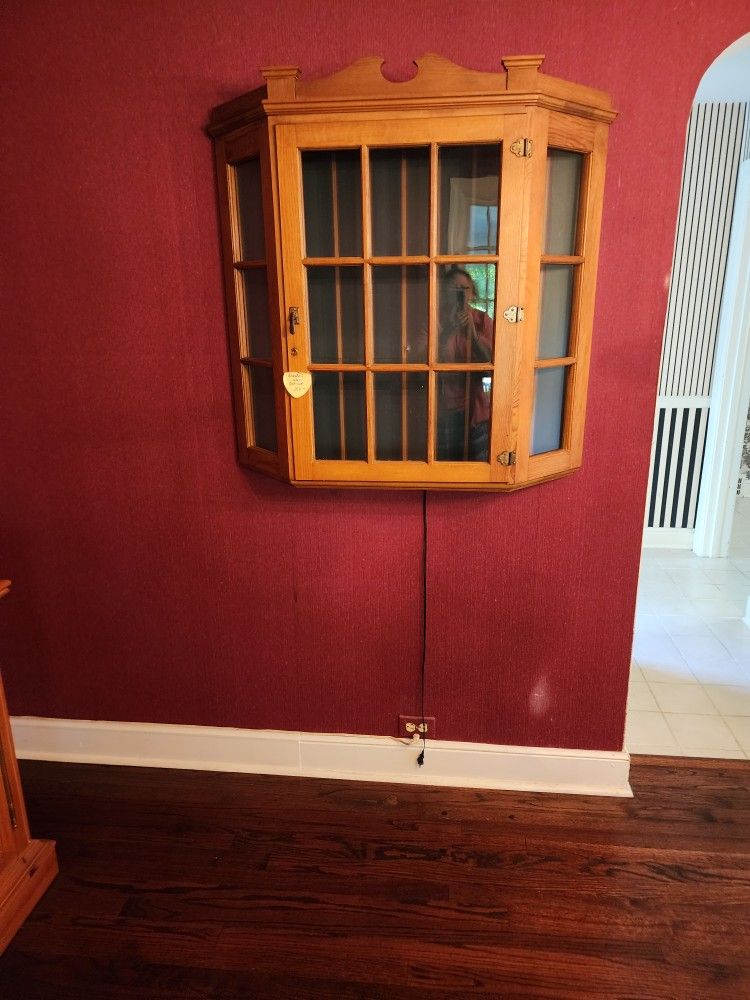 Solid Wood Curio Cabinet For Collectibles Glass Shelves