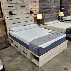 NEW QUEEN BED FREAME WITH 2 DRAWER || SKU#ASHB192Q