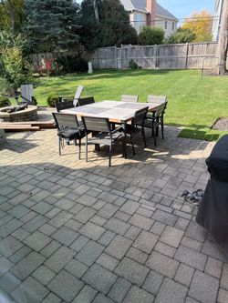 Patio furniture, table with chairs, 4x4 wood posts