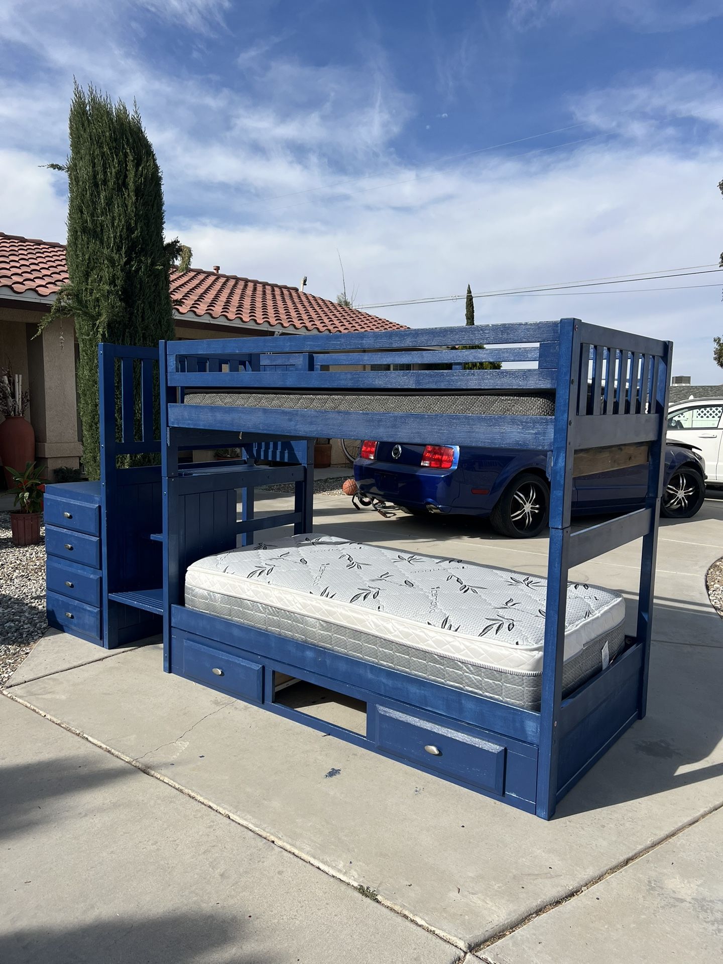 Twin Bunk Bed W/ Mattresses & Dresser!