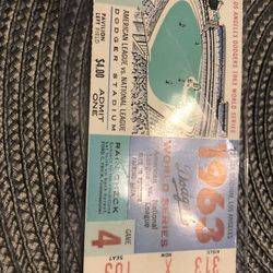 1963 Dodgers World Series  Game 4 Ticket