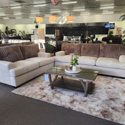 2PC US Made Solid Wooden Frame Sofa Set 🛋 