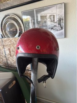 Vintage kids helmet metallic red