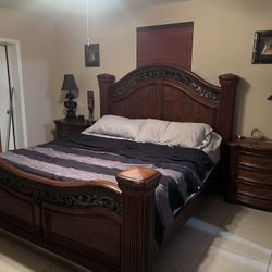 King size dark wood bedroom set 