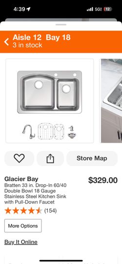 glacier Bay 33in top mount 