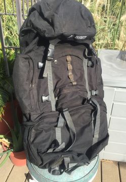 Everest Backpack Large Canvas Bag Hiking Pack w/ Metal Frame Black 8045DLX