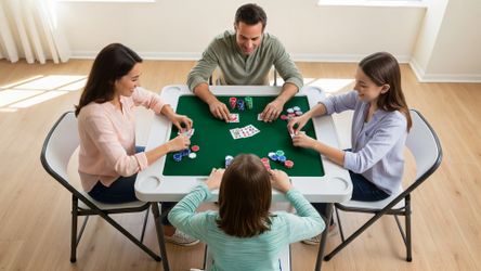 PRO MAHJONG & POKER TABLE: 4-Player Square Folding Table – Green Felt Top w/ Cup Holders – Brand New 