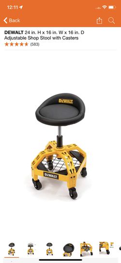 DEWALT 24 in. H x 16 in. W x 16 in. D Adjustable Shop Stool with Casters Thumbnail