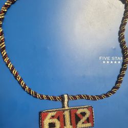 612 M Hand Beaded Medallion Necklace