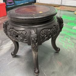 Early 1900s Oriental Hand-Carved Center Side Table – Solid Wood
