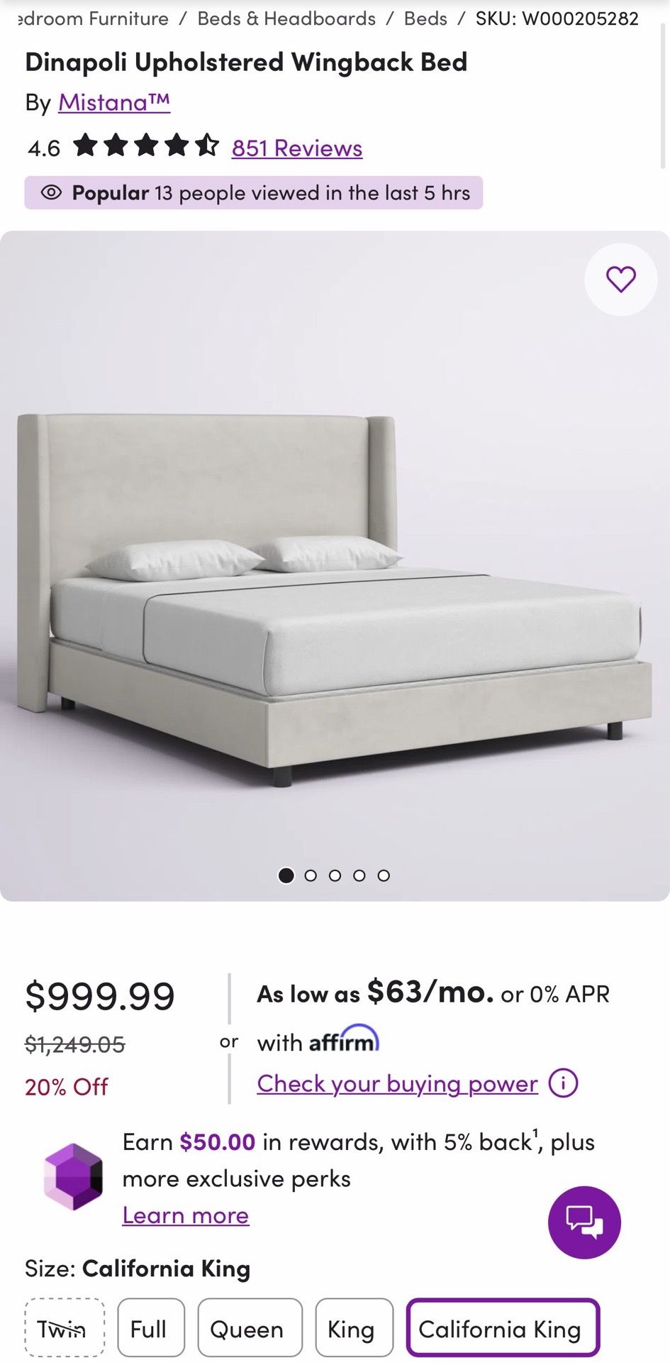 California King Light Gray Velvet Bed + Box Spring