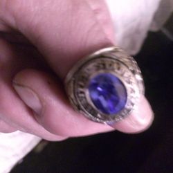 Vintage Sterling Silver US Navy With Blue Stone