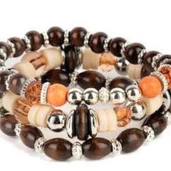 NEW -. Paparazzi brand set of 3 wood bead  bracelets