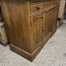 Antique Oak Hutch Cabinet