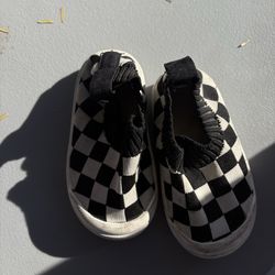 Black and White Checkered Slip-on Shoes