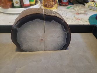 Geo Book Ends  White Crystal  Brown Stone