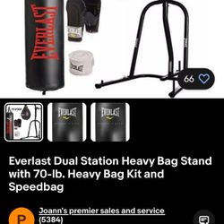 Everlast Dual Station Heavy Bag Stand And Speed Bag