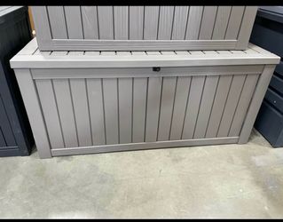 Assembled New 120 GallonOutdoor Storage Box,Resin Deck Boxes Waterproof, IndoorOutdoor Bin