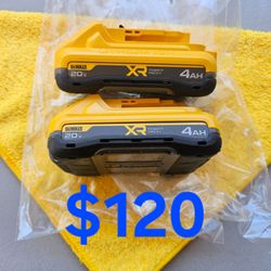 New Dewalt 4.0ah XR POWERPACK Battery 20-Volt ($120 for both batteries)